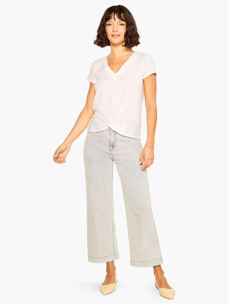 Woman Wears NZT Short Sleeve Knotted V Tee image number 3