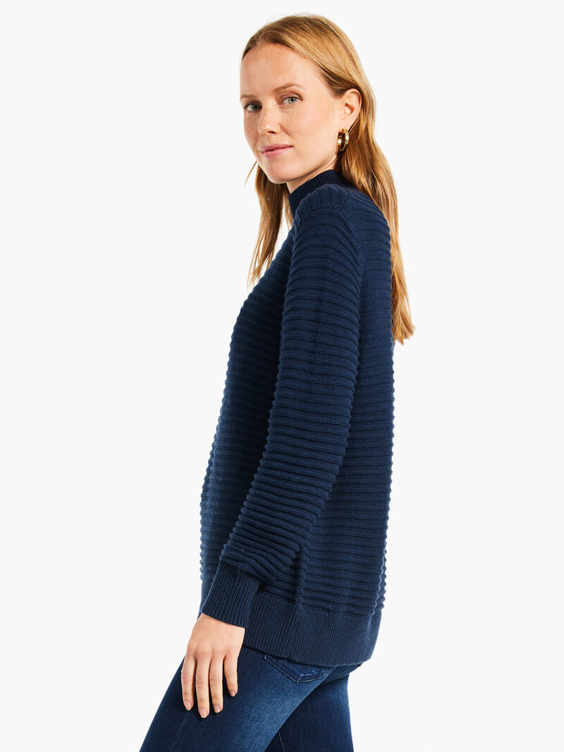 Woman Wears Textured Tunic Sweater image number 1