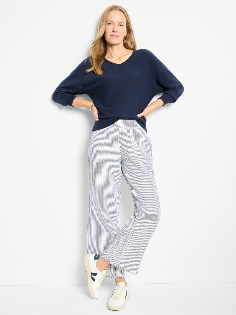 Woman Wears Easy V-Neck Pure Cotton Sweater image number 1