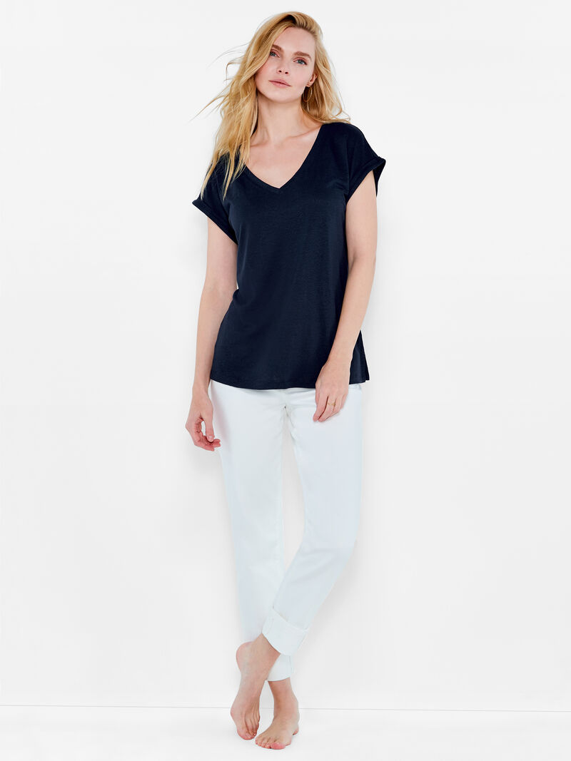 Woman Wears NZT Short Sleeve V-Neck Tee image number 3