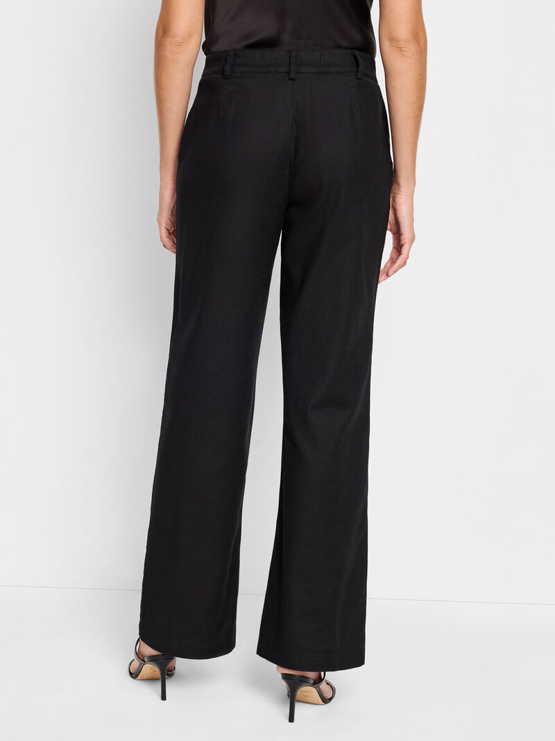 Woman Wears 31" Linen Cotton Eliot Wide-Leg Pant image number 3