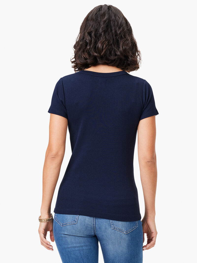 Woman Wears Perfect Knit Rib Short Sleeve Crew Tee image number 2