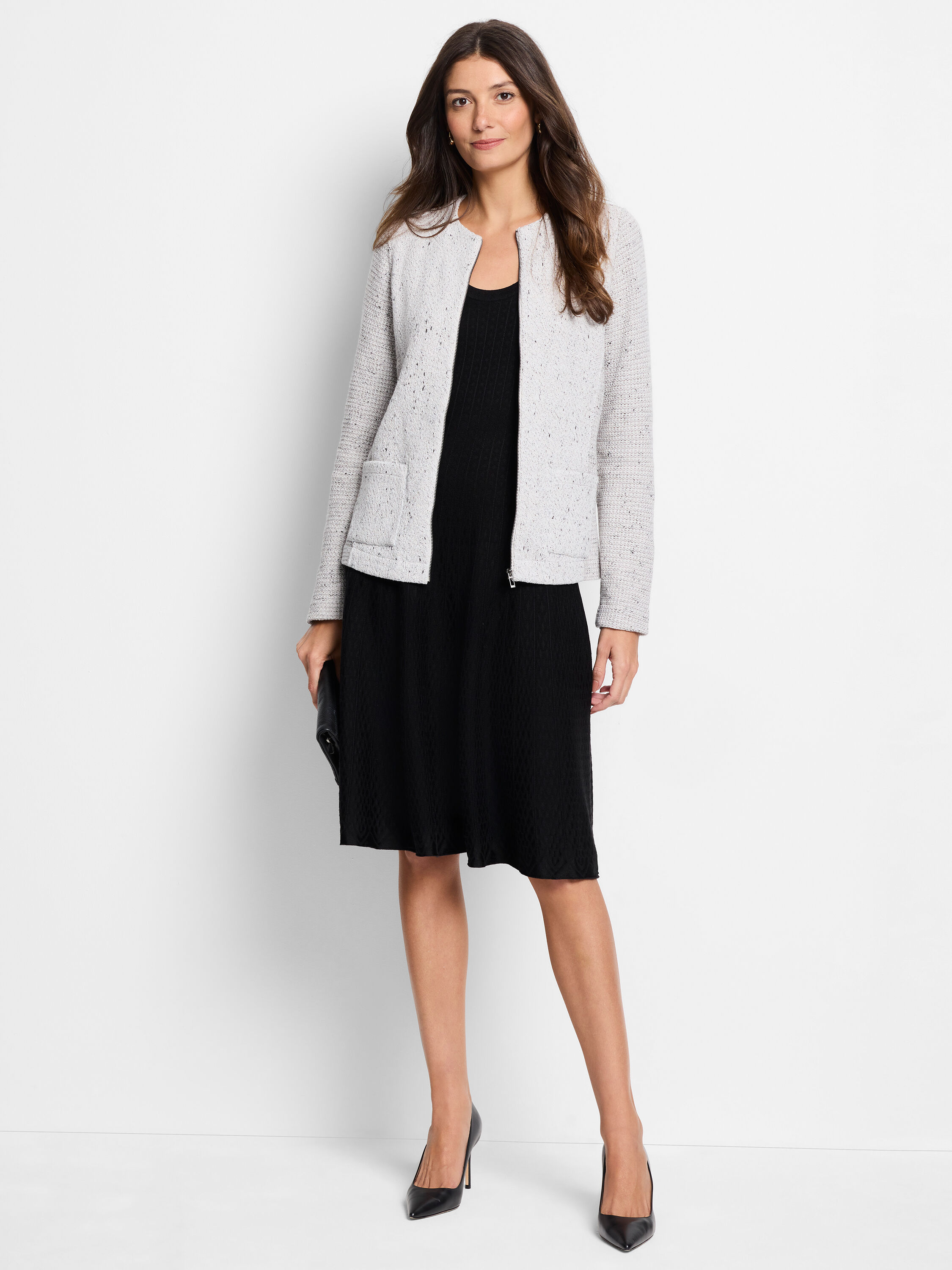 Zip Front Fringe Mix Knit Jacket | NIC+ZOE