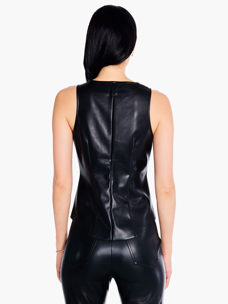 Woman Wears Faux Leather Twist Front Tank image number 2