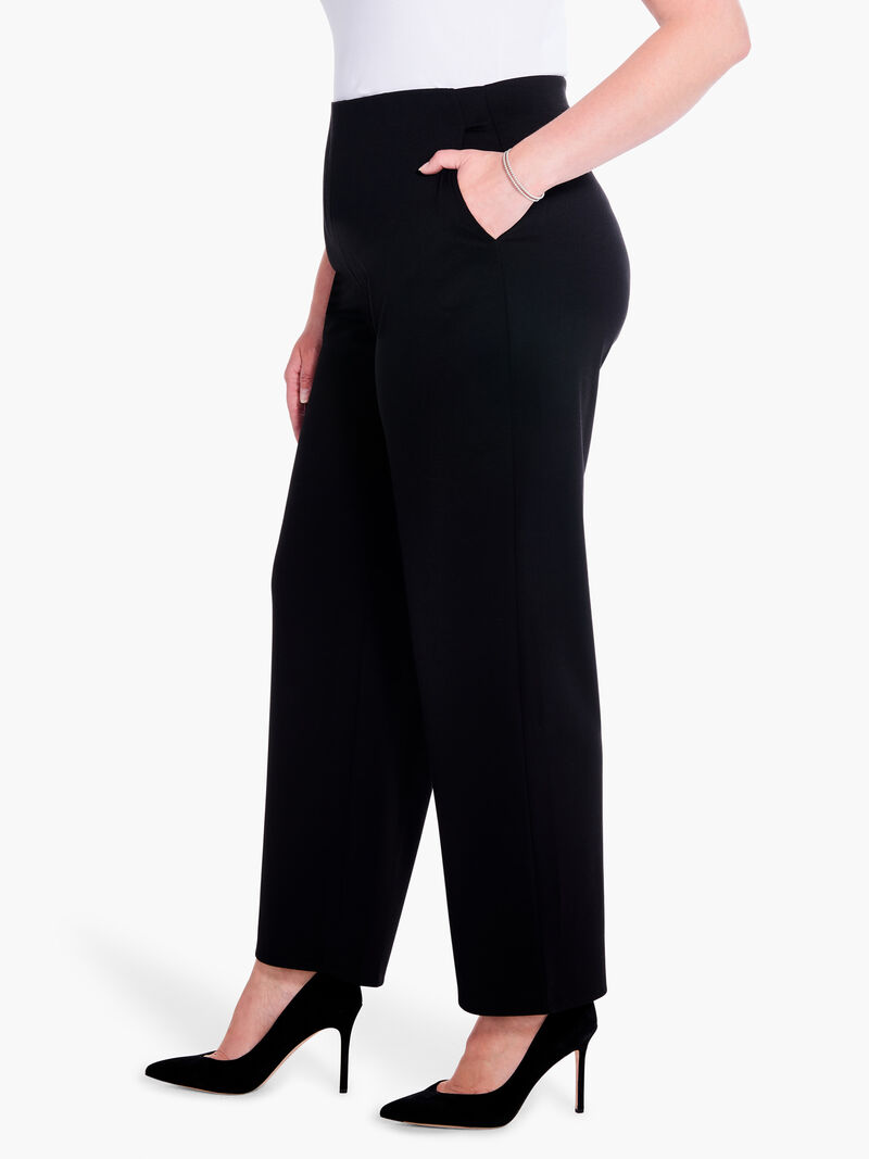 Woman Wears 29" Drapey Ponte Wide Leg Ankle Pant image number 1