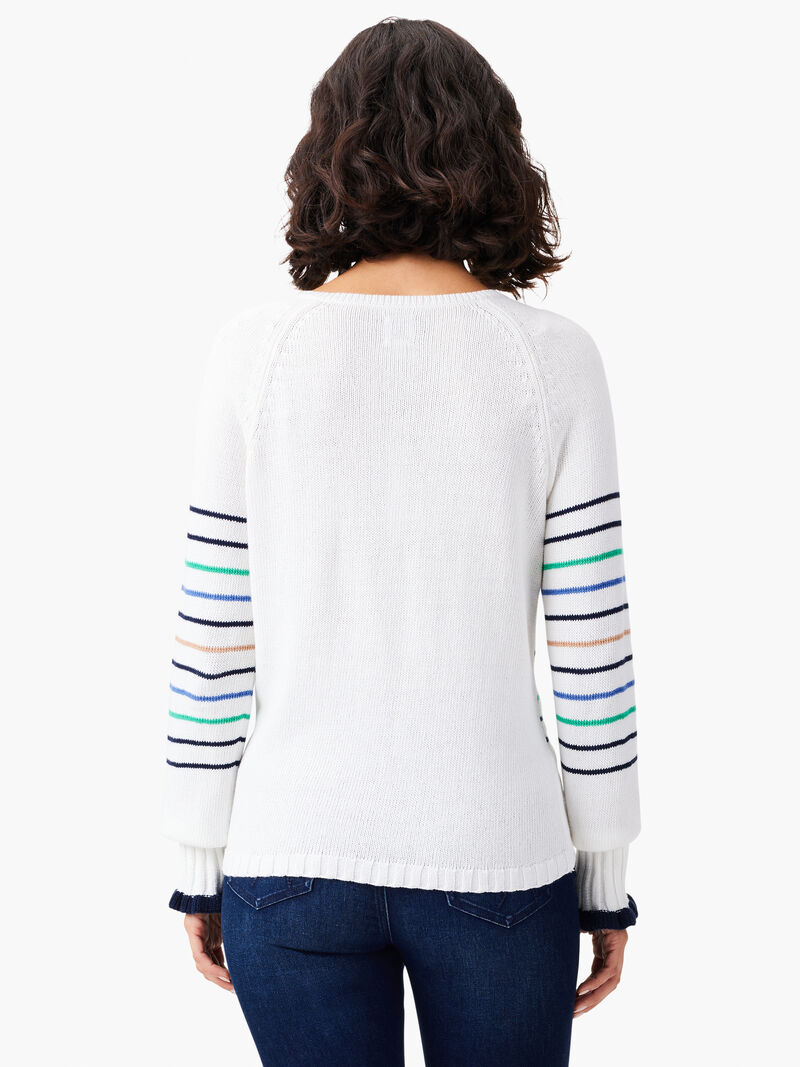 Woman Wears Maritime Stripe Sweater image number 3