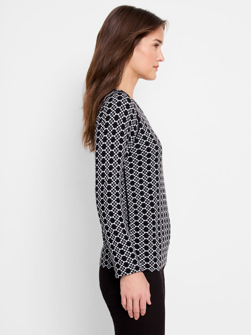 Woman Wears Geo Reversible Sweater Tee image number 3