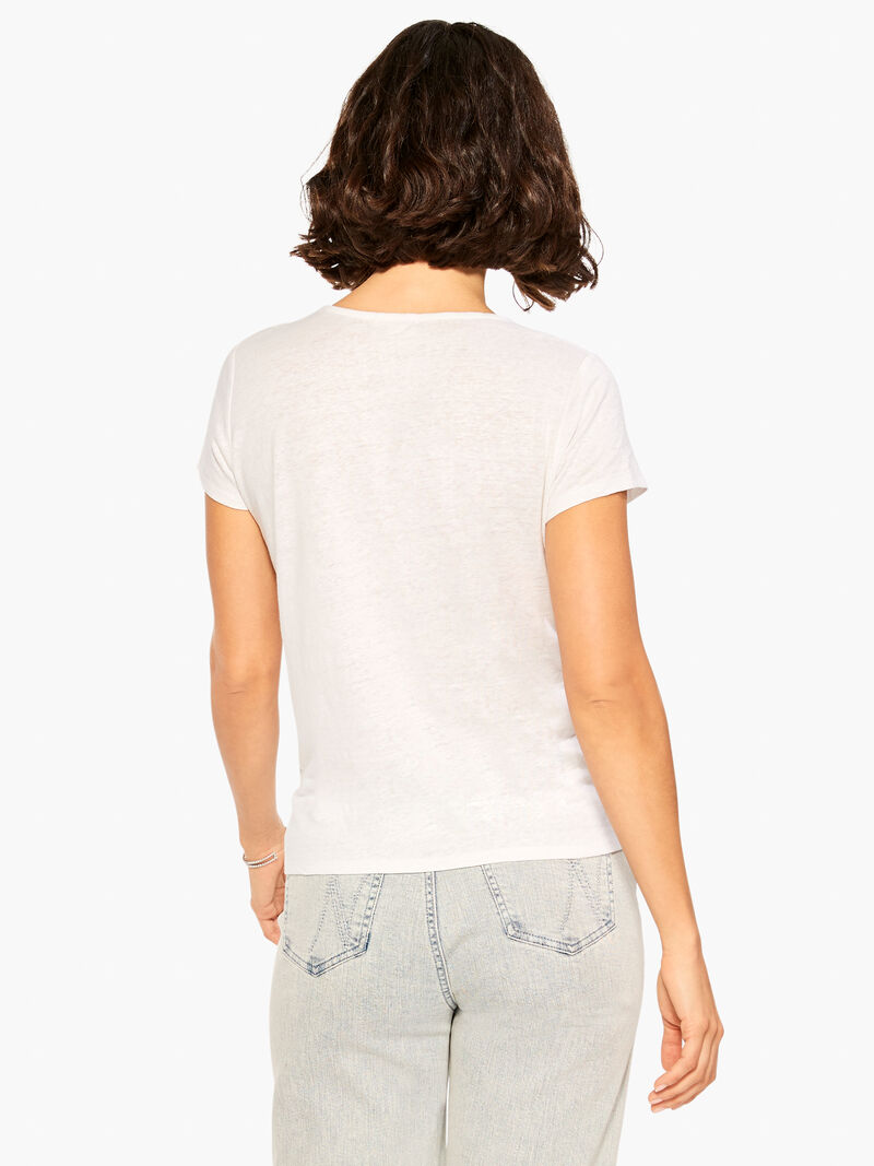 Woman Wears NZT Short Sleeve Knotted V Tee image number 2