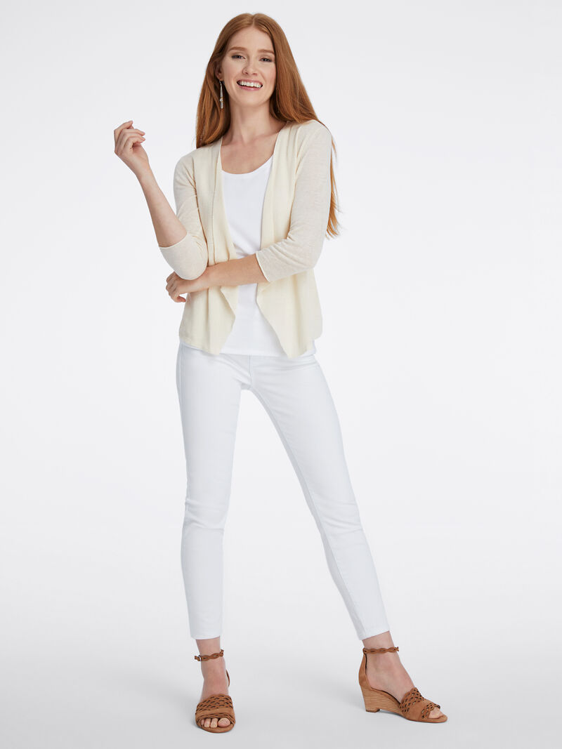 Woman Wears Lightweight Knit Blazer Cardigan image number 3