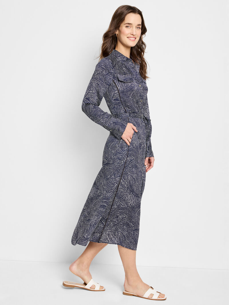 Woman Wears Swirling Sands Shirt Dress image number 1