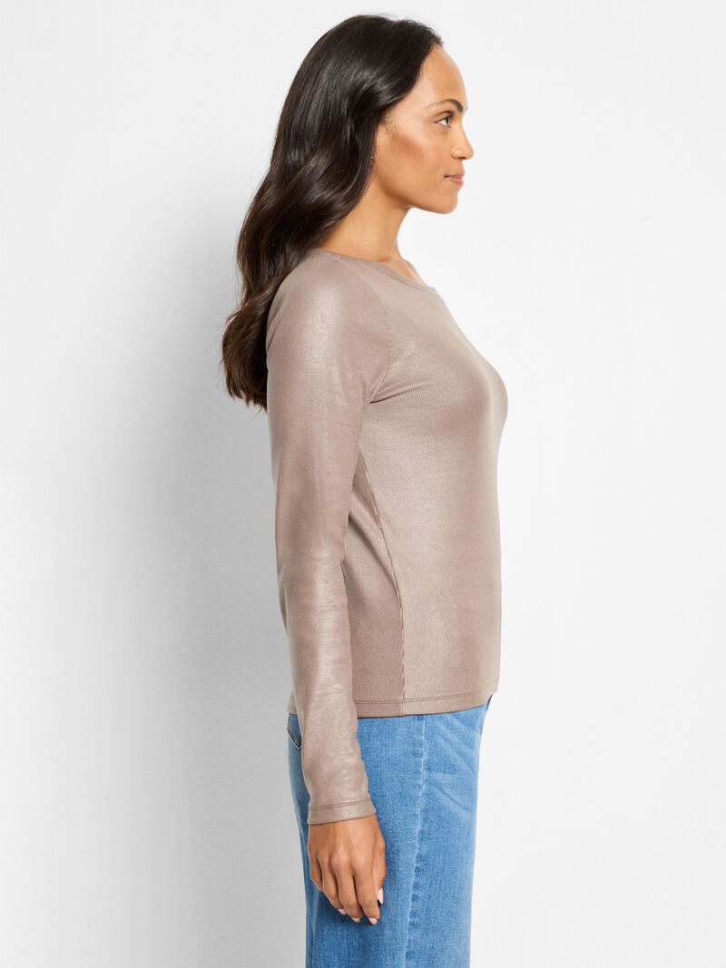Woman Wears Glazed Rib Boat Neck Tee image number 2