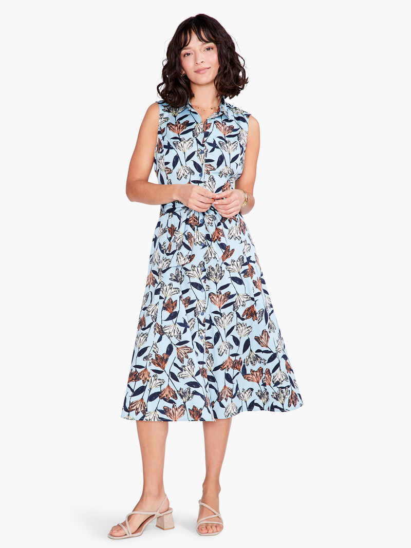 Woman Wears Sky Blooms Shirt Dress image number 0