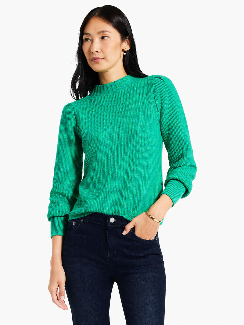 Woman Wears Waffle Stitch Sweater image number 0