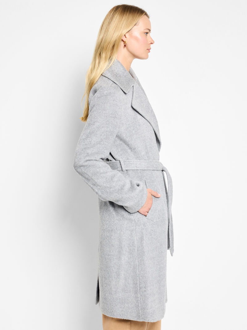 Woman Wears Alpaca Wool Blend Wrap Coat image number 3