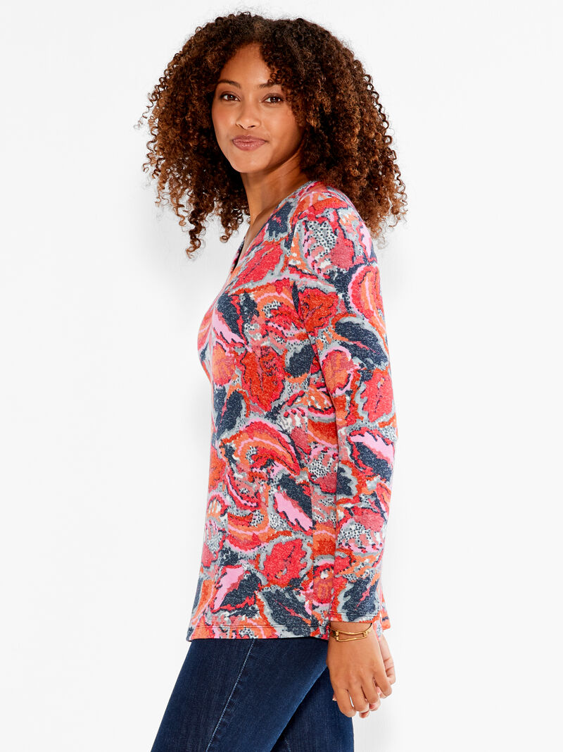 Woman Wears NZT Sweet Dreams Long Sleeve Tropics V Tee image number 2