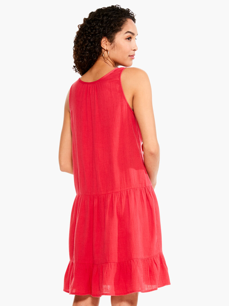 Woman Wears Double Gauze Tiered Dress image number 3