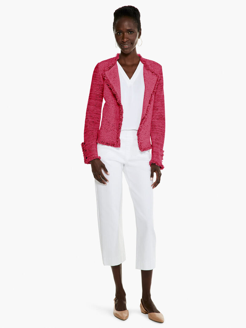 Woman Wears Fringe Mix Knit Jacket image number 3