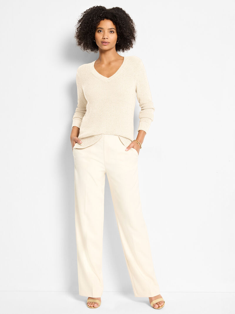 Shimmer Waffle V-Neck Sweater