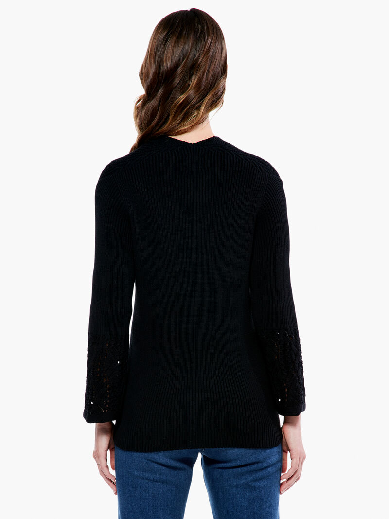 Woman Wears Pointelle Cuff Cardigan image number 3