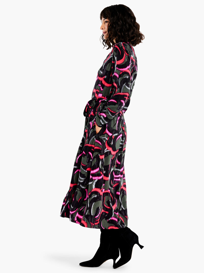 Woman Wears Neon Doodle Live In Dress image number 1