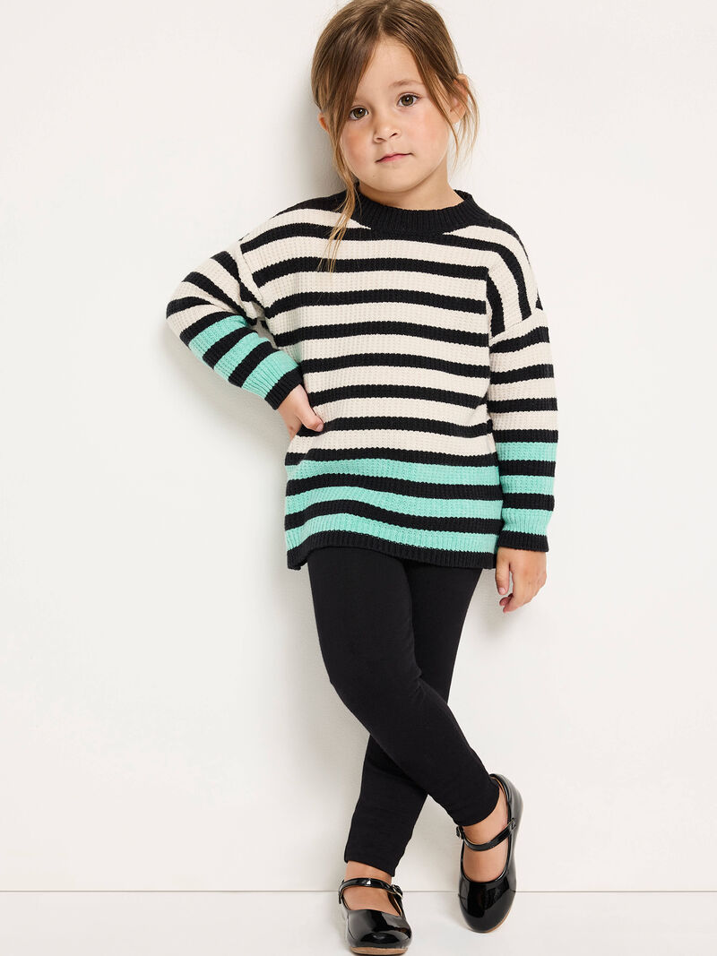 Woman Wears Kid's Striped Waffle Sweater image number 0