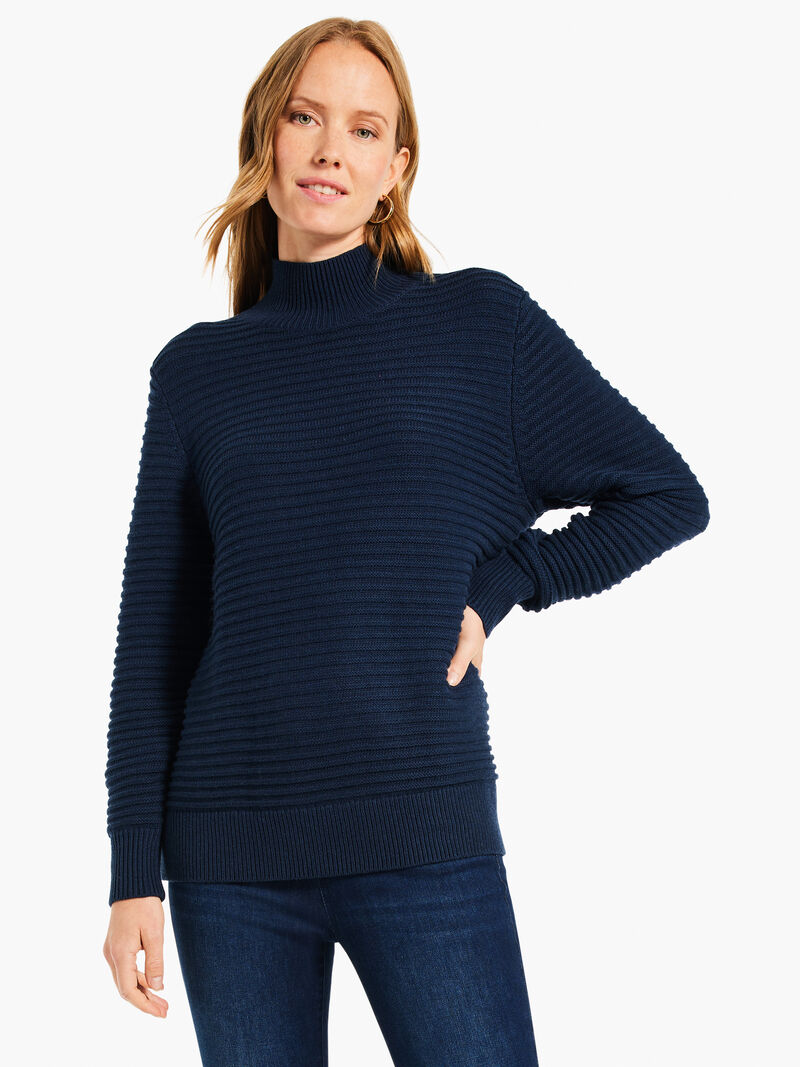 Woman Wears Textured Tunic Sweater image number 0