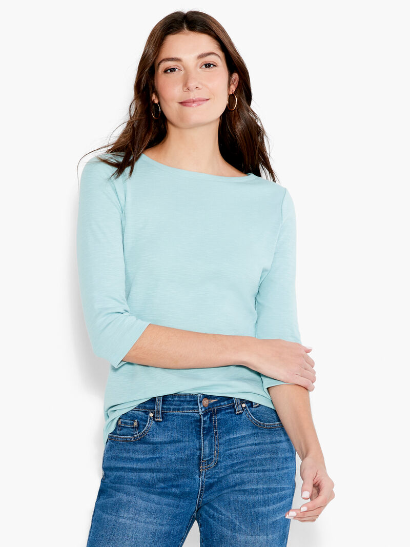 Woman Wears NZT 3/4 Sleeve Boat Tee image number 0