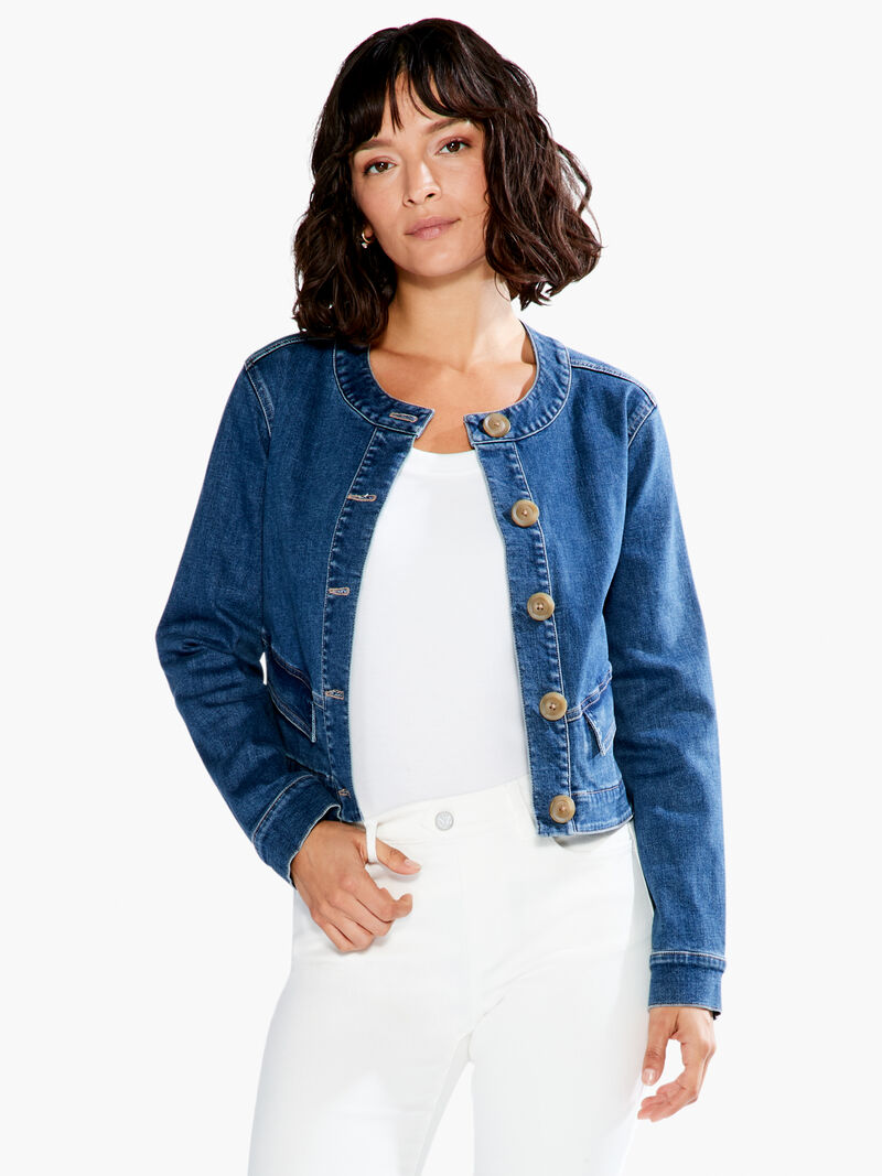 Woman Wears Top It Off Denim Jacket image number 1