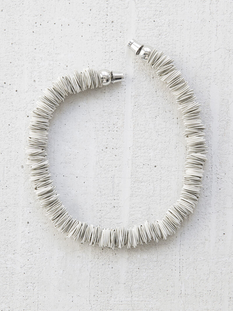Woman Wears Chunky Links Piano Wire Statement Necklace image number 1