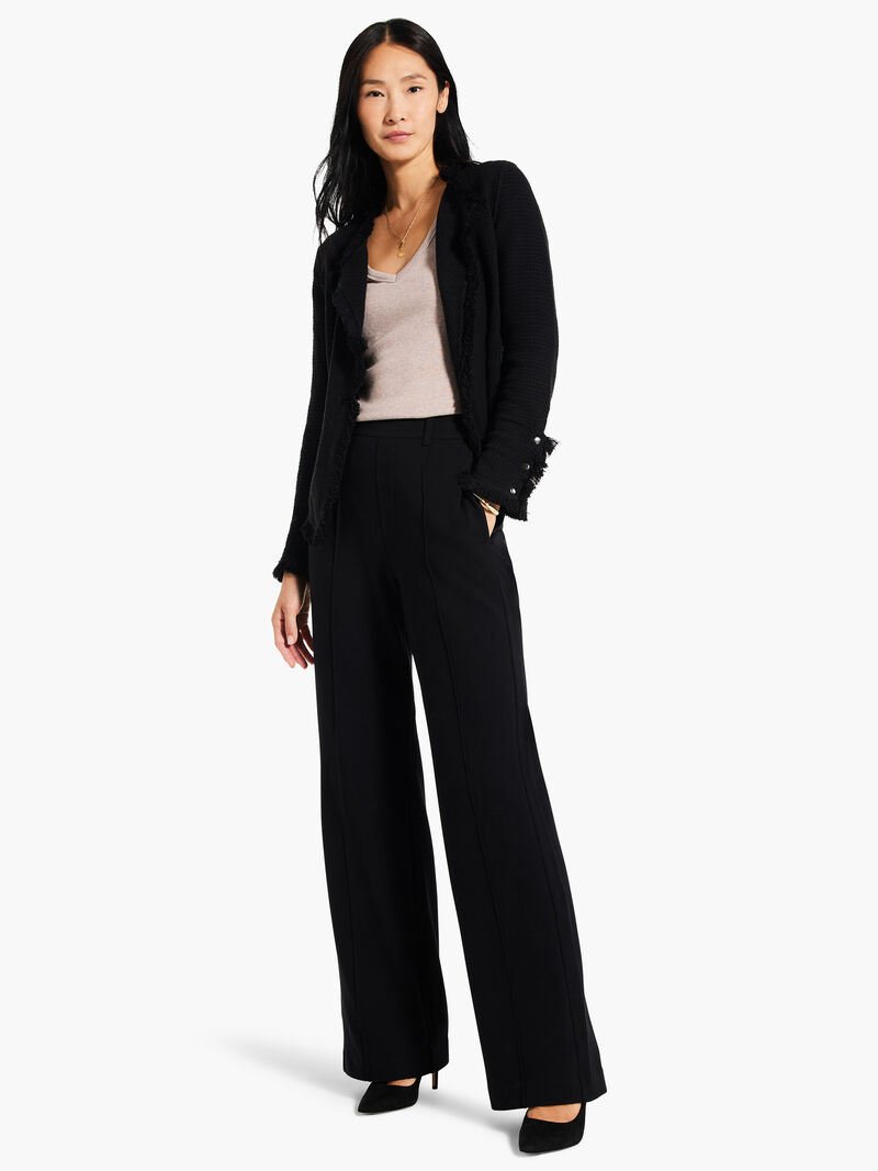 Woman Wears 31" Knit Wide Leg Pleated Pant image number 1