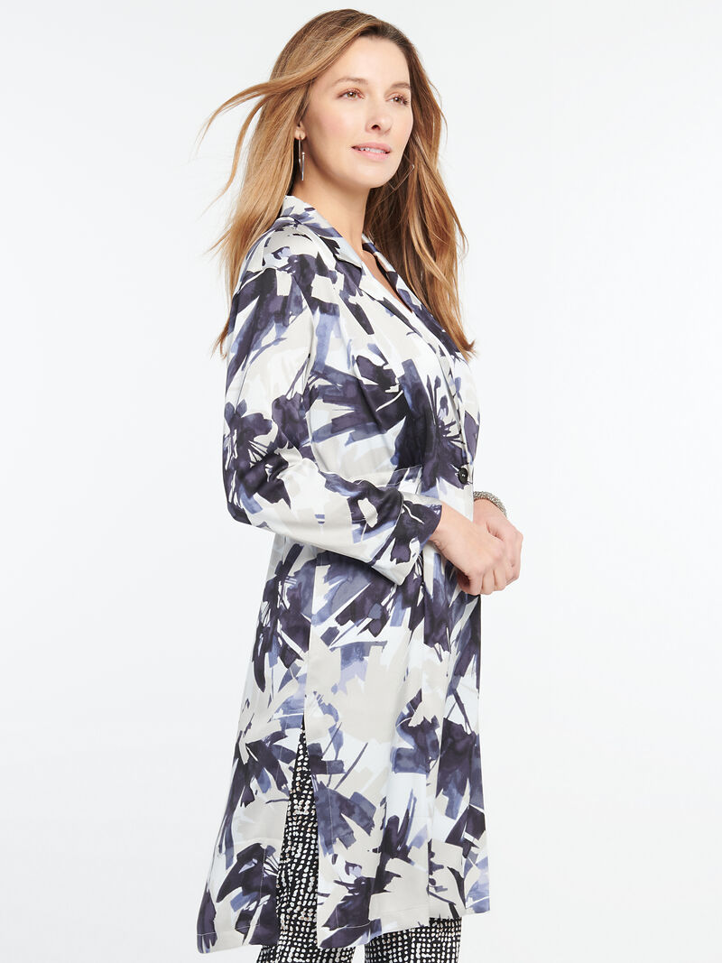 Woman Wears Inky Flowers Jacket image number 1