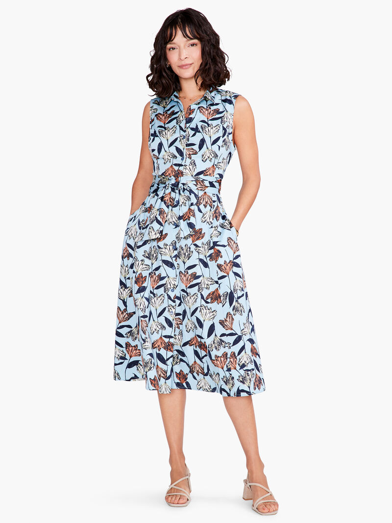 Woman Wears Sky Blooms Shirt Dress image number 3