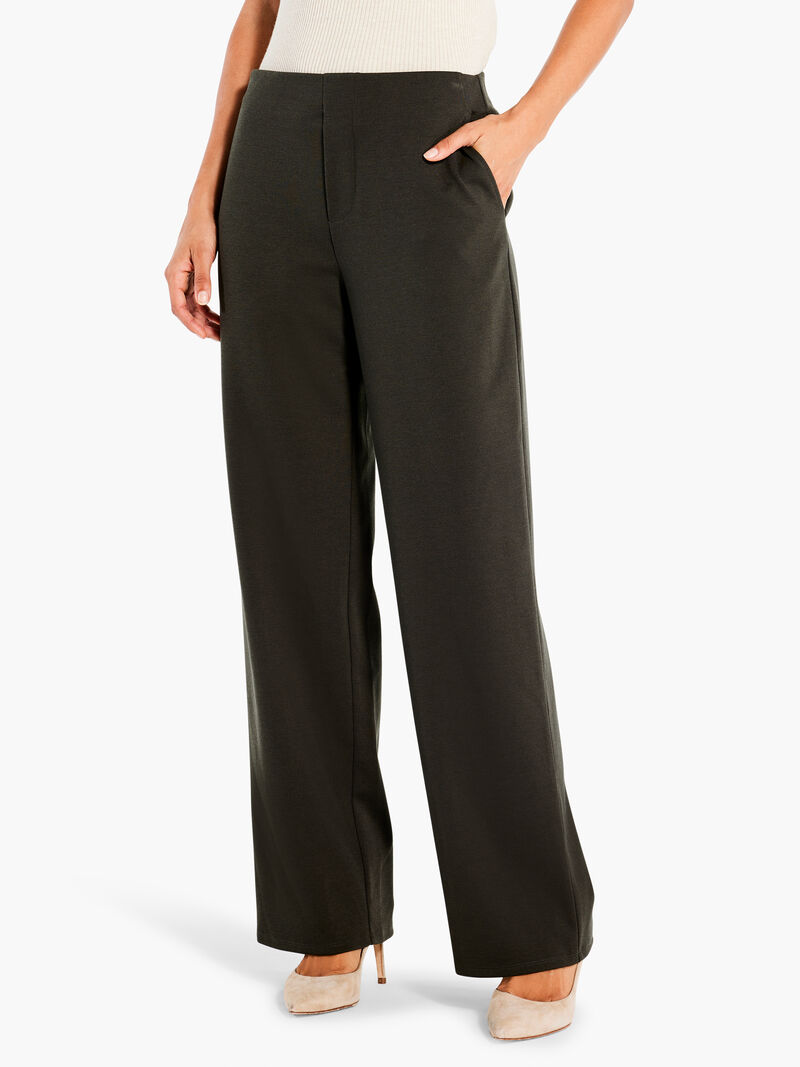 Woman Wears 29" Drapey Ponte Wide Leg Ankle Pant image number 0