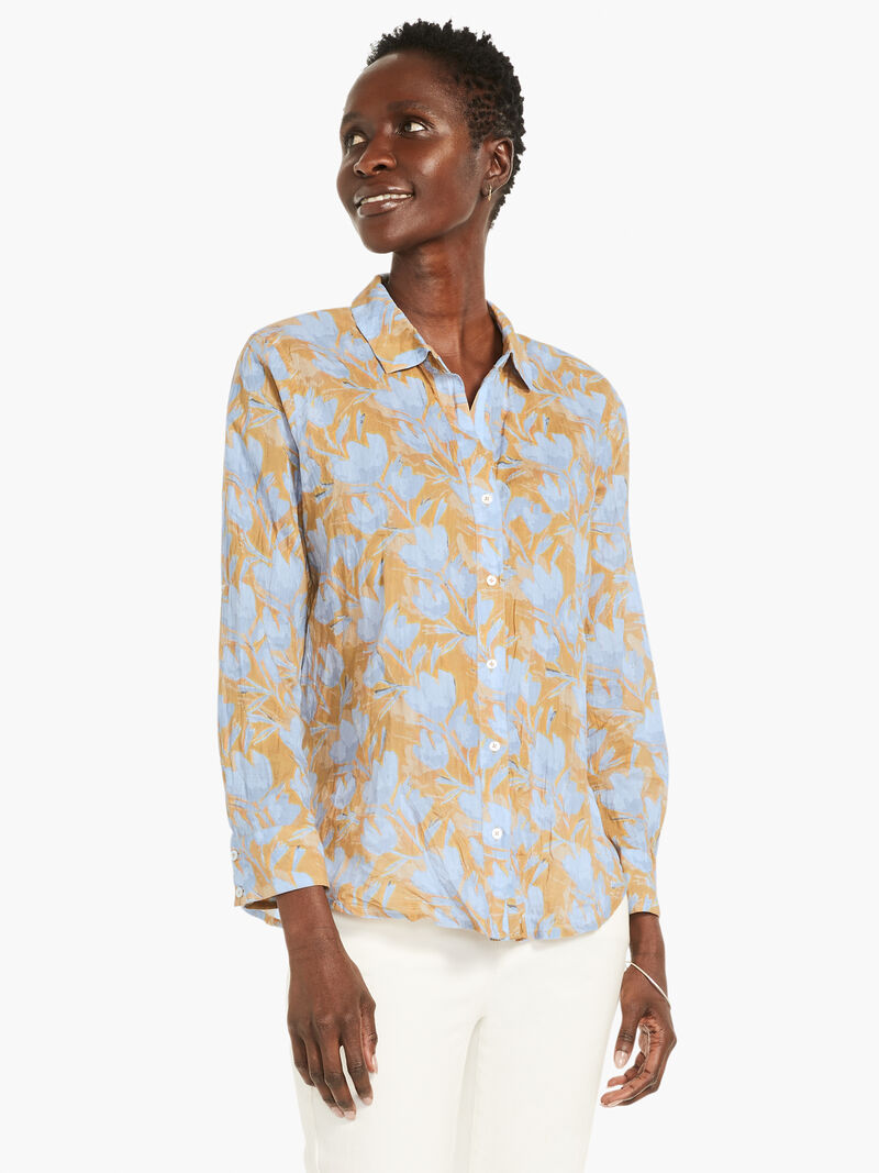 Woman Wears Midday Meadows Crinkle Shirt image number 1