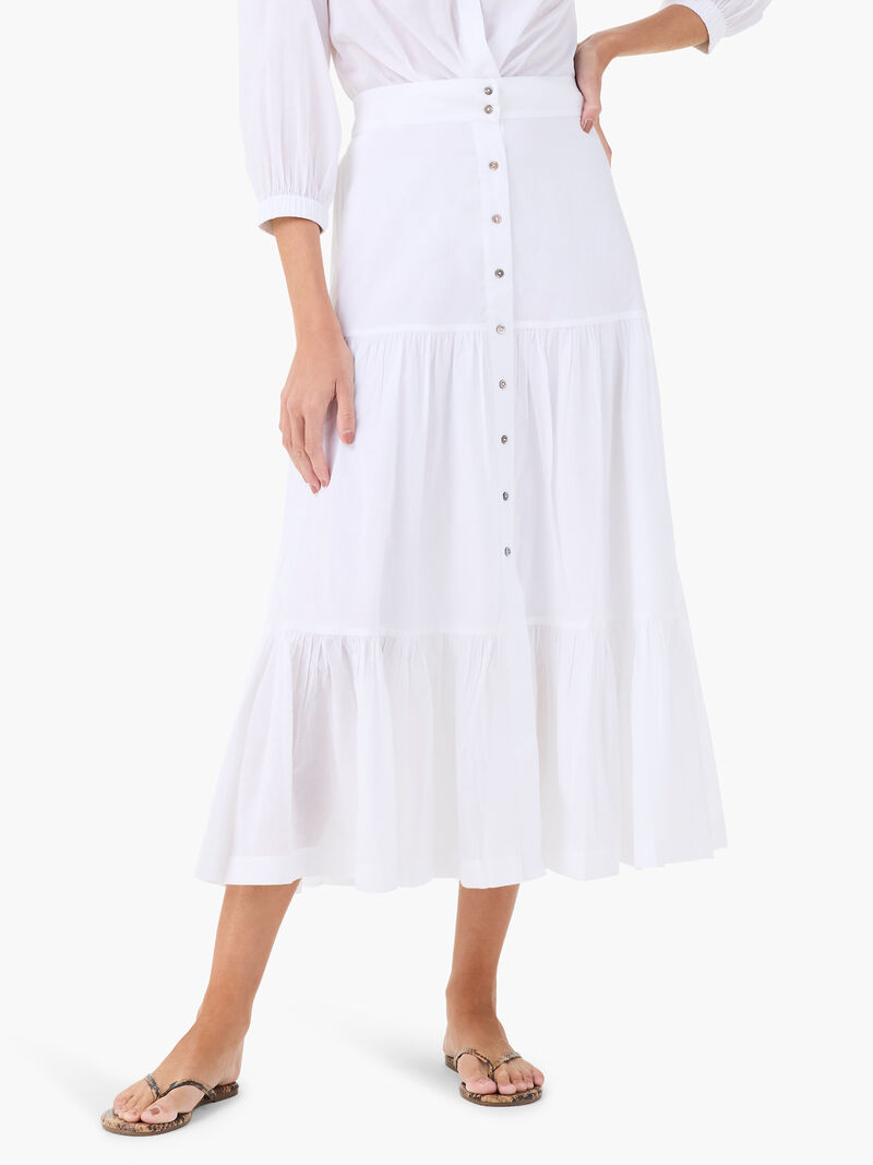 Woman Wears Cotton Tiered Skirt image number 0