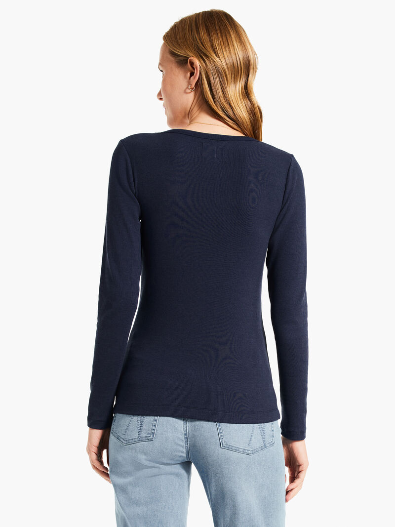 Woman Wears Perfect Knit Rib Long Sleeve V Neck image number 2