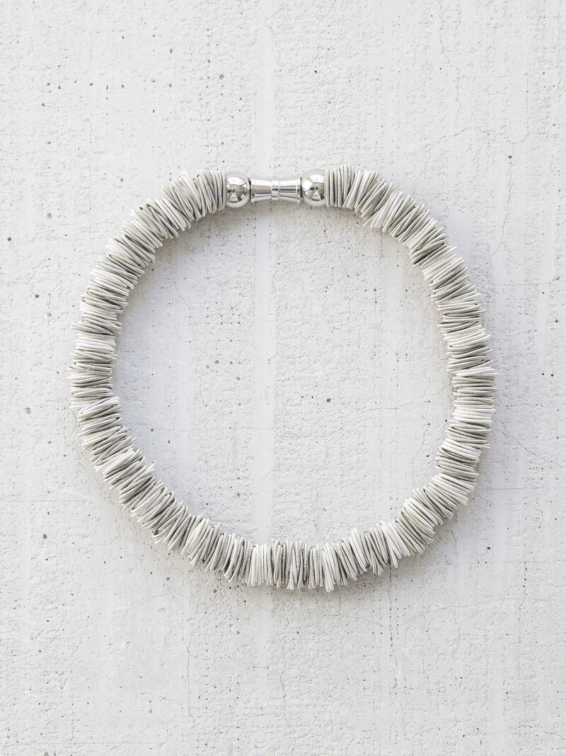 Woman Wears Chunky Links Piano Wire Statement Necklace image number 0