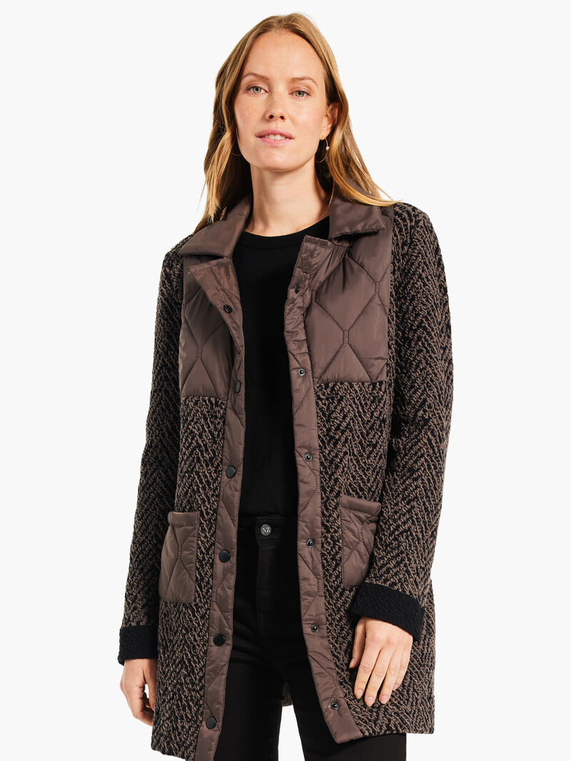 Woman Wears Quilted Knit Coat image number 0