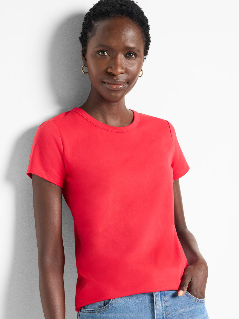Woman Wears Perfect Knit Crew Neck T-Shirt image number 0