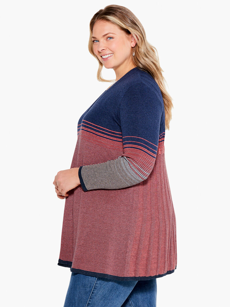 Woman Wears Ombre Twirl Cardigan image number 2