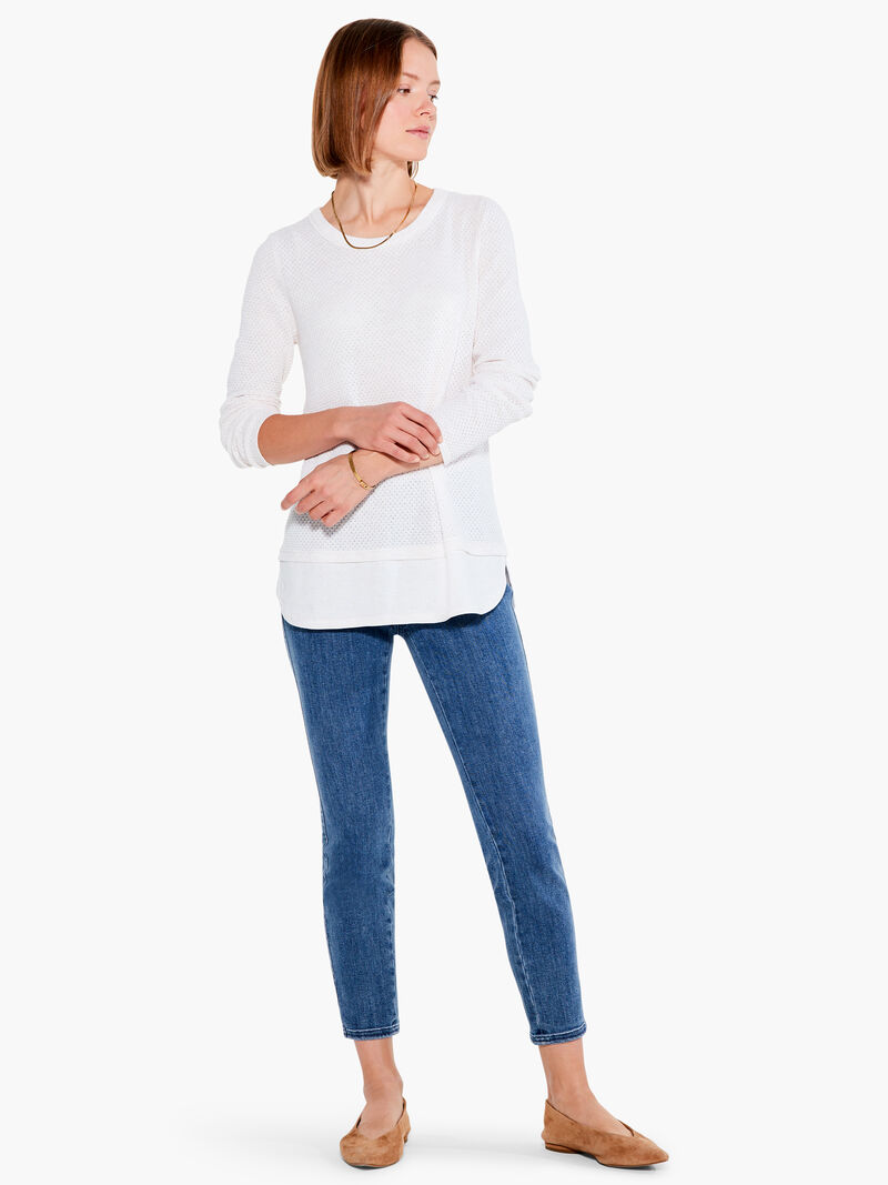 Woman Wears Waffle Vital Crew Neck Sweater image number 3