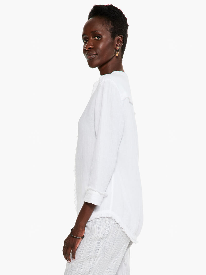 Woman Wears Shoreline Gauze Top image number 1