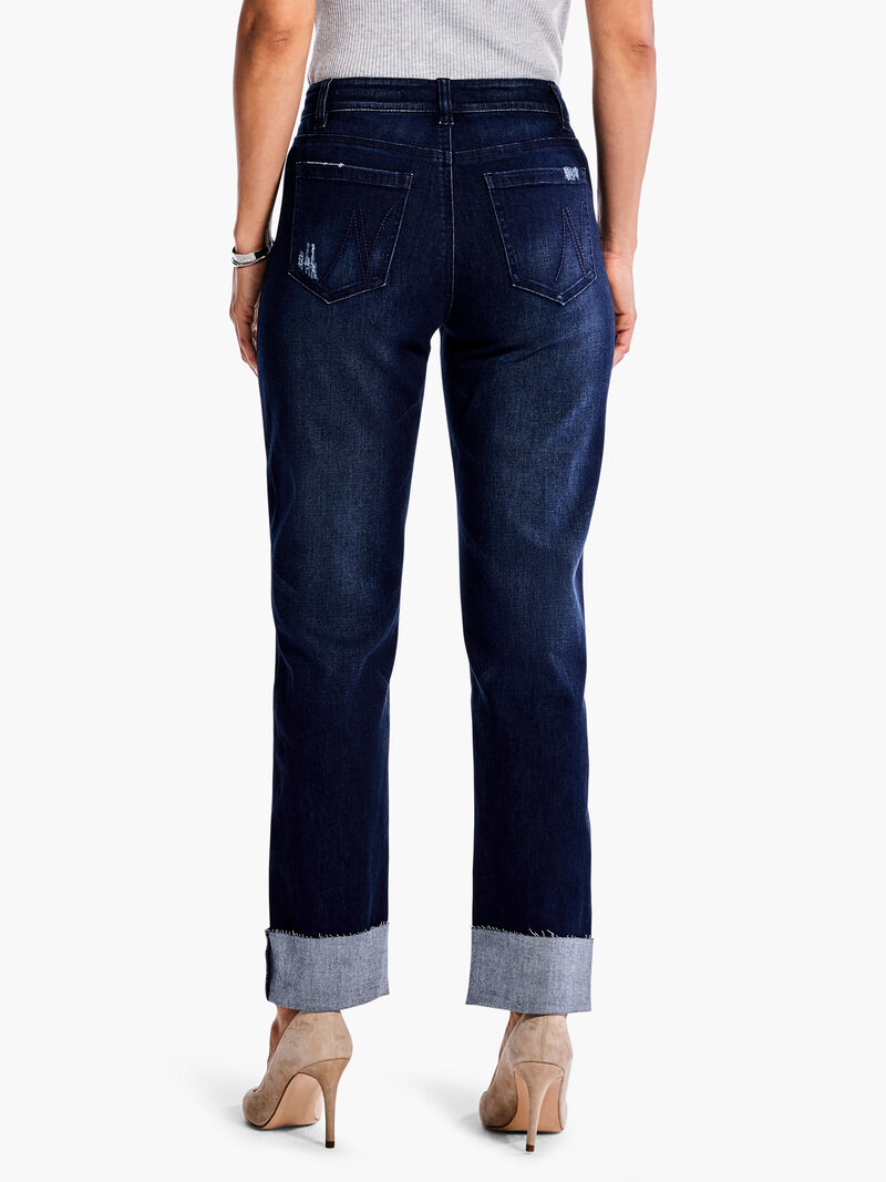 Woman Wears NZ Denim 26" Mid Rise Boyfriend Jeans image number 3