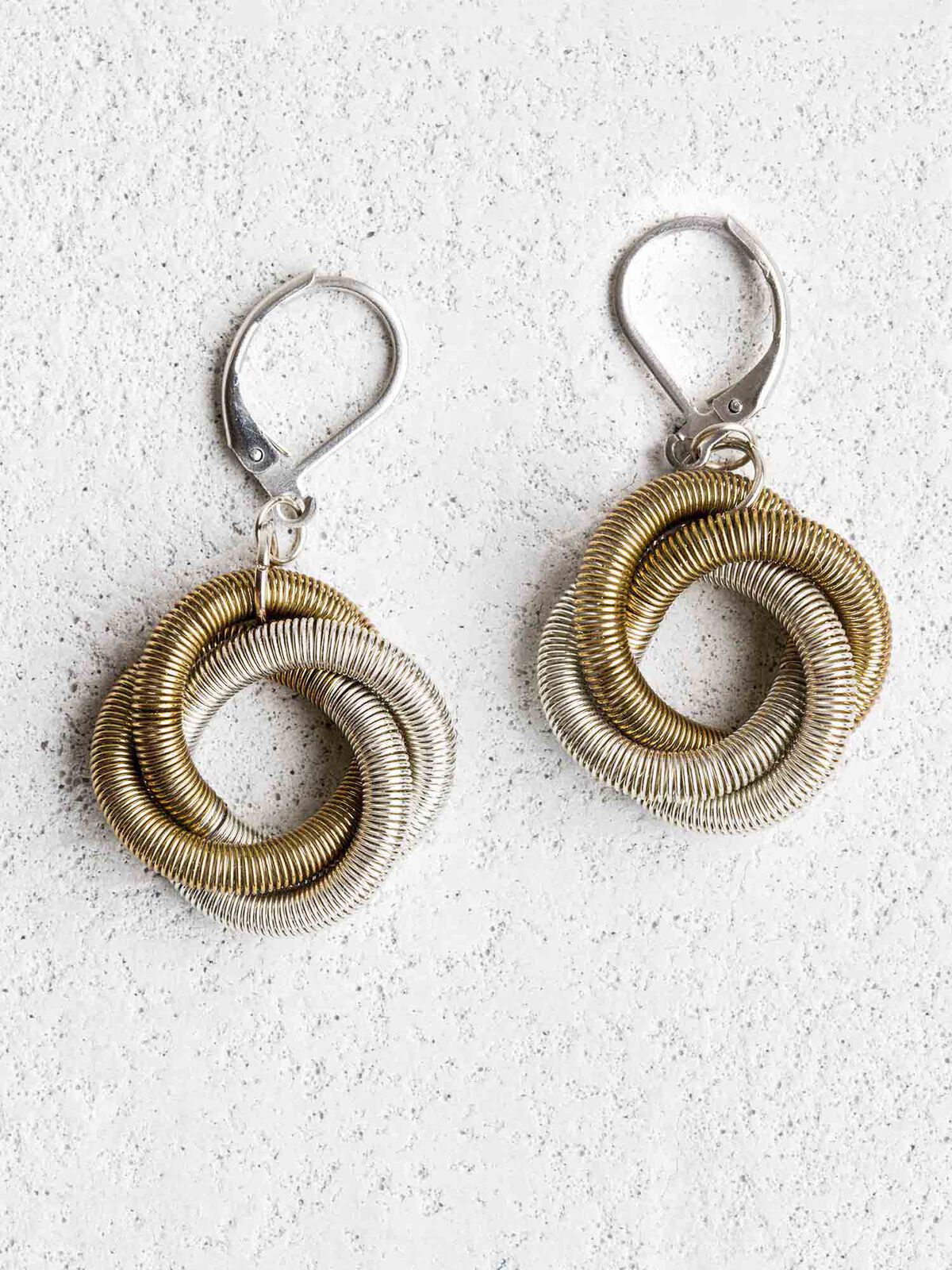 SEA LILY SILVER/BRONZE FLOATING KNOT EARRING