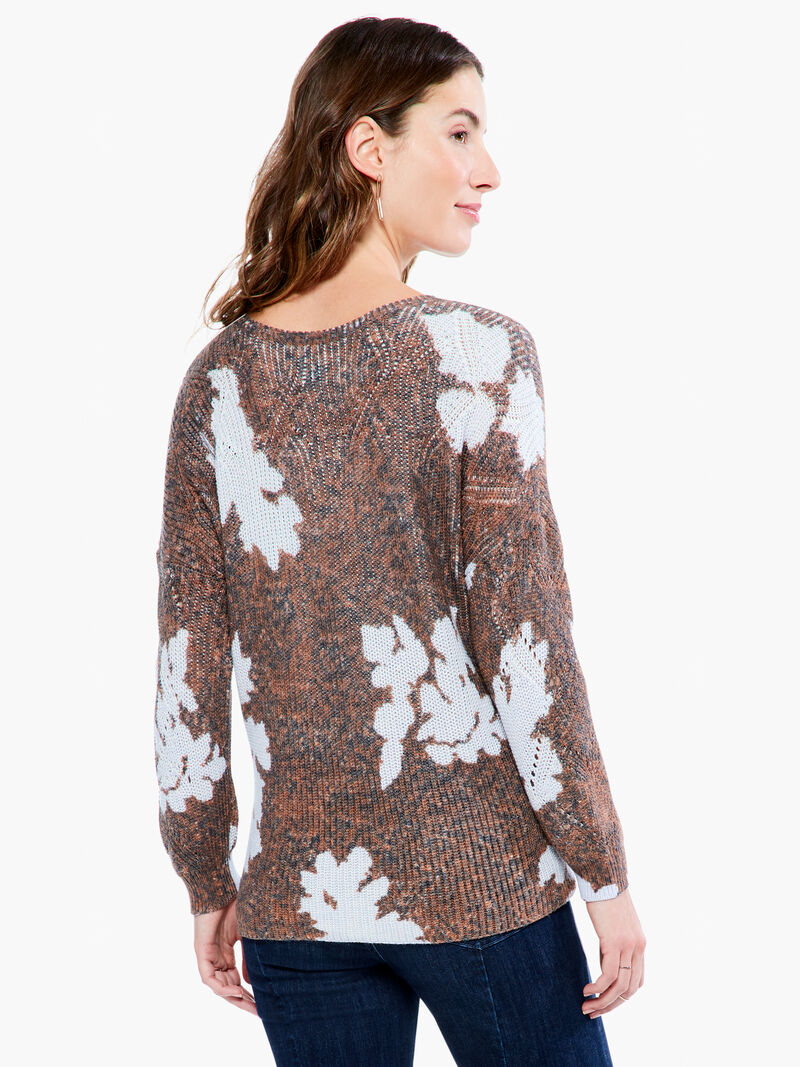 Woman Wears Scattered Florals Sweater image number 3