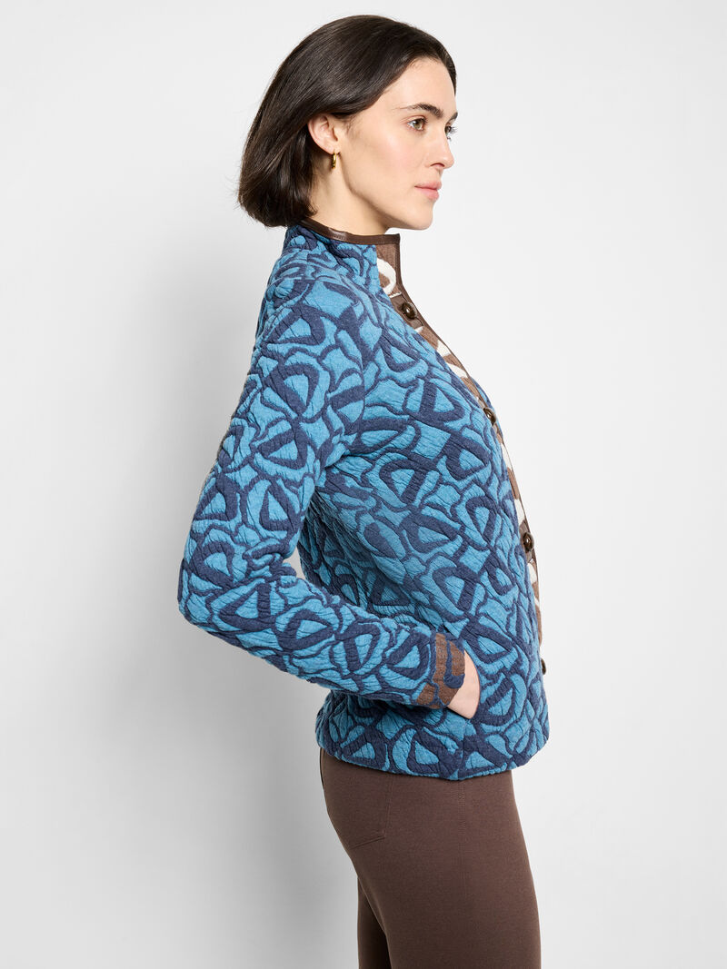 Woman Wears Quilted Faux Leather Trim Jacket image number 4