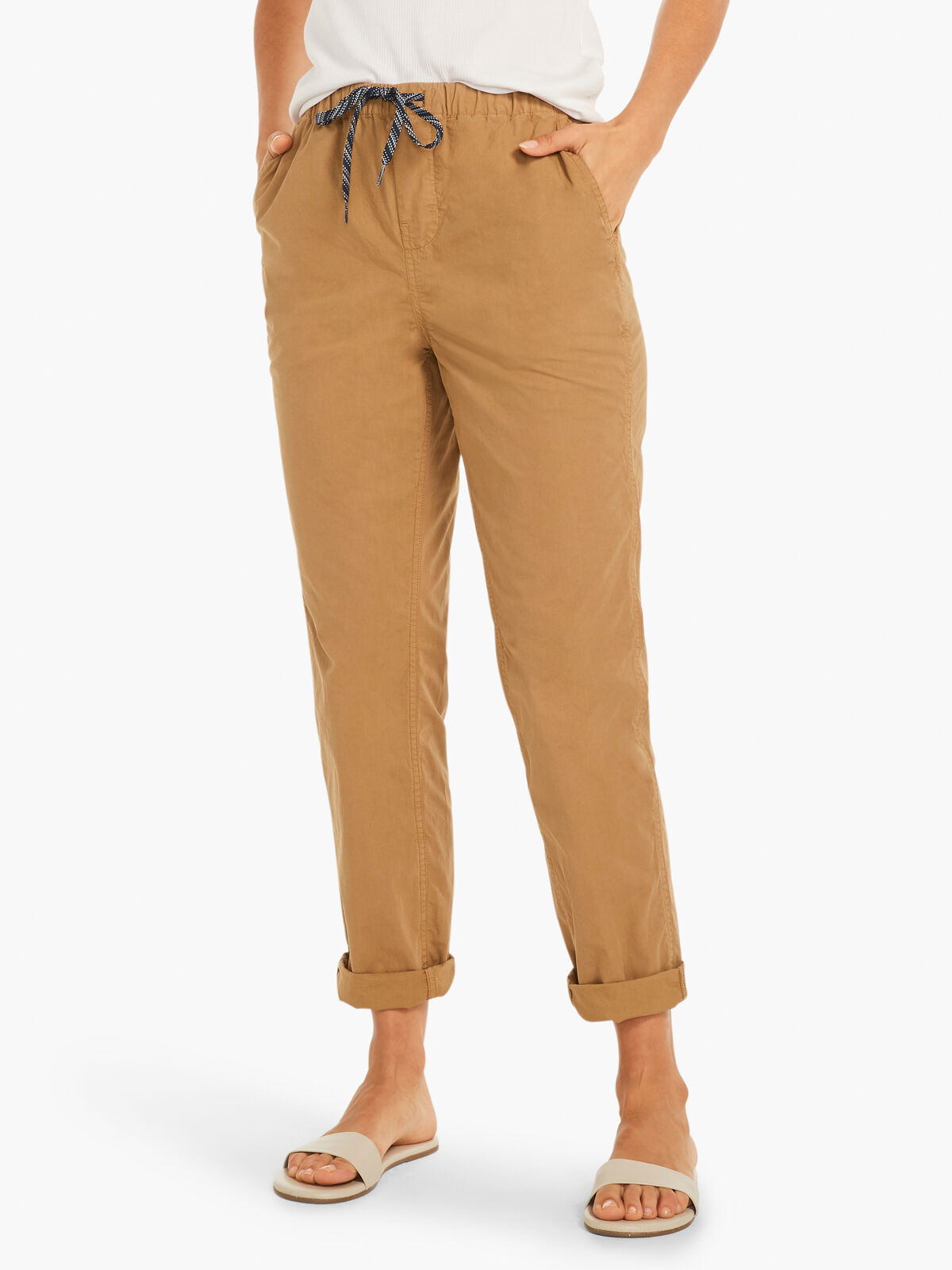 Cotton Poplin Relaxed Ankle Pant