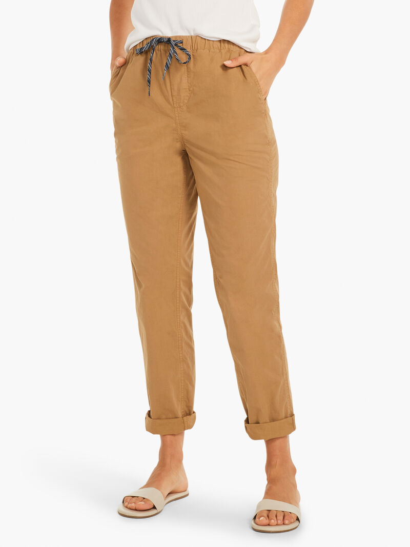 Woman Wears Cotton Poplin Relaxed Ankle Pant image number 0