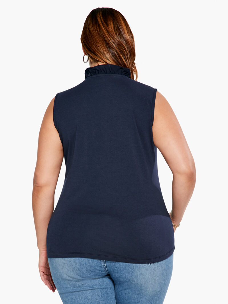 Woman Wears Ruffled Around Tank image number 2