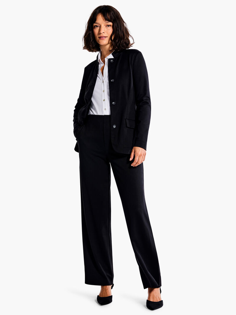 Woman Wears 29" Drapey Ponte Wide Leg Ankle Pant image number 1
